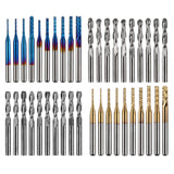 Genmitsu 40pcs End Mills CNC Router Bits, 1/8" Shank CNC Cutter Milling Carving Bit Set Including 2-Flute Flat Nose & Ball Nose, Nano Blue Coat & Genmitsu