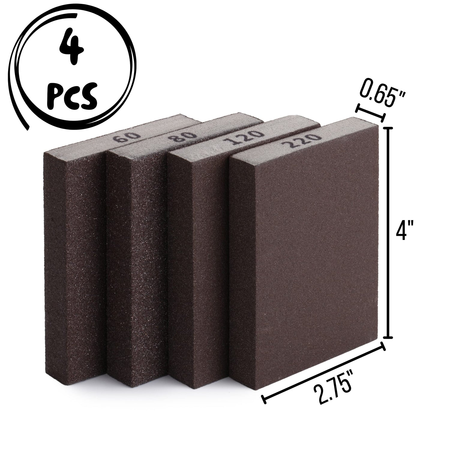 Bates- Sanding Sponge, 4 Pack, 60/80/120/220 Grit Assortment, Washable and Reusable, Sanding Block, Sandpaper Block, Sanding Blocks for Wood, Sanding Bates Choice Pro