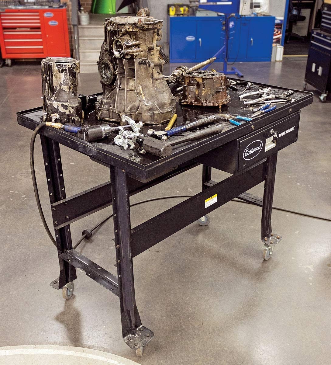 Eastwood Work Bench Tear Down Table | 1000 lbs Capacity Heavy Duty Automotive Work Table | Workbench for Garage with Four 4" Swivel Casters | 2 Eastwood