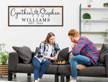 Personalized Framed Wooden Couple Name Sign Wedding Gifts for Couple Personalized Wooden Name Sign Personalized Wooden Couples Name Sign Farmhouse - WoodArtSupply