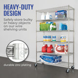 Heavy-Duty NSF Certified SafeRacks Storage Shelves with Wheels - Adjustable Steel Wire Shelving Unit SafeRacks