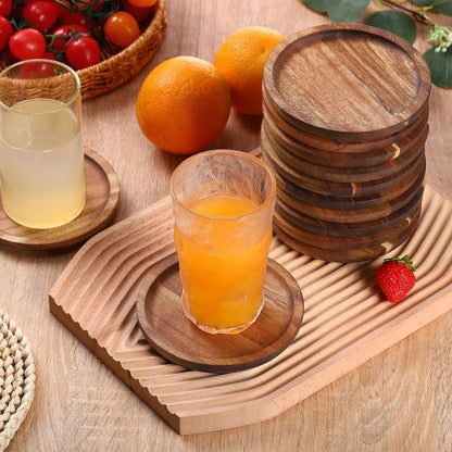 20 Pieces Wooden Drink Coasters Bulk 5 Inch Natural Acacia Wood Cup Coaster Set Stackable Reusable Coasters for Coffee Tabletop Protection for Any