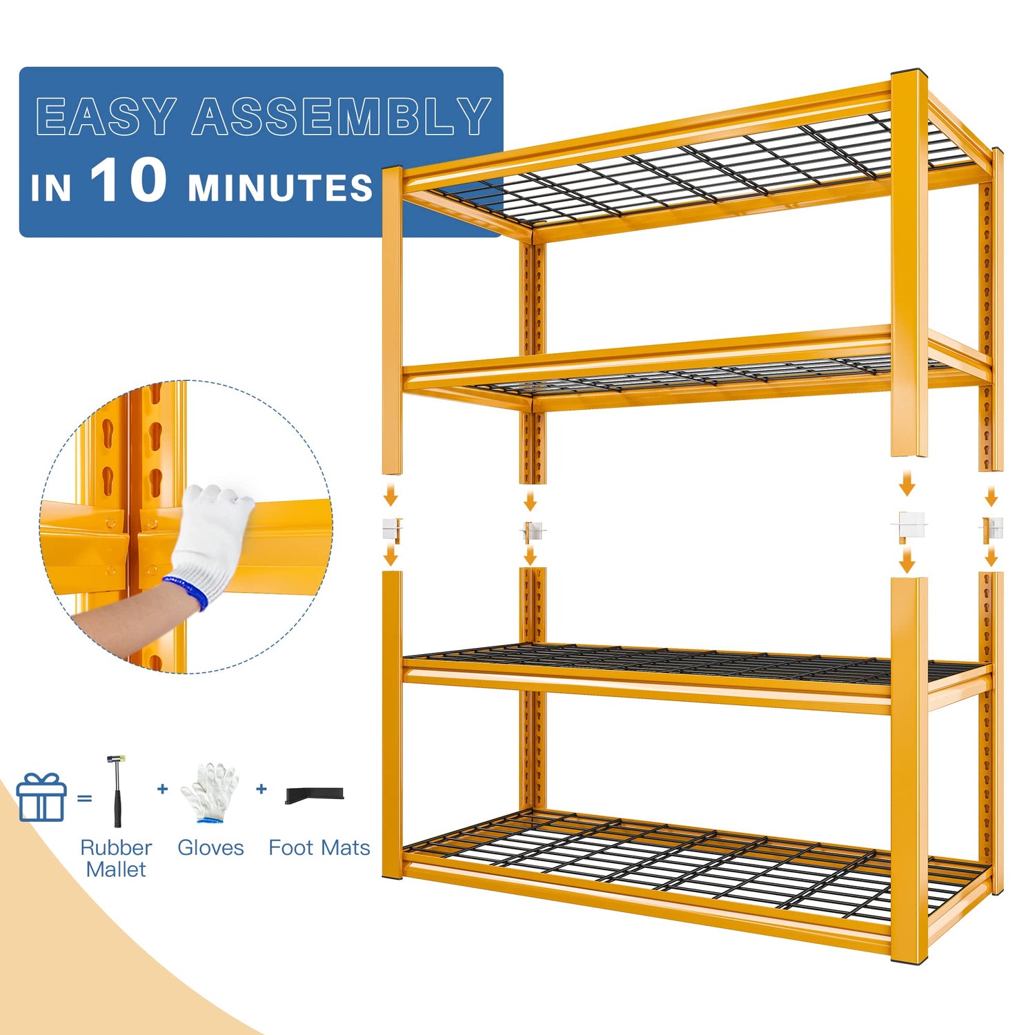 REIBII 40" W Garage Shelving Load 2200LBS Garage Storage Shelves Heavy Duty Shelving Adjustable Metal Shelving Unit for Garage Shelves Industrial REIBII