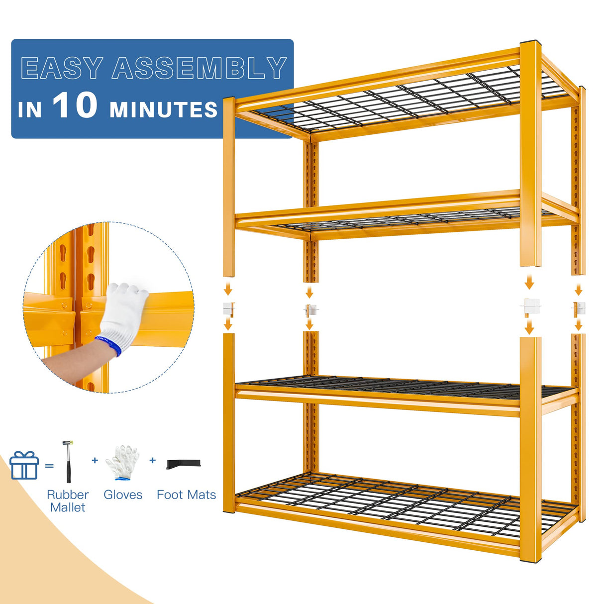 REIBII 40" W Garage Shelving Load 2200LBS Garage Storage Shelves Heavy Duty Shelving Adjustable Metal Shelving Unit for Garage Shelves Industrial REIBII