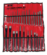 Performance Tool W7540 28-Piece Punch and Chisel Set - Strong 6150 Chrome Vanadium Steel, Heat Treated and Tempered, with Storage Tray Included Performance Tool