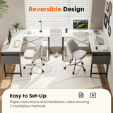 Sweetcrispy L Shaped Computer Desk - Gaming Table Corner Desk 50 Inch PC White Writing Desk Study Desks with Wooden Desktop CPU Stand Side Bag Sweetcrispy