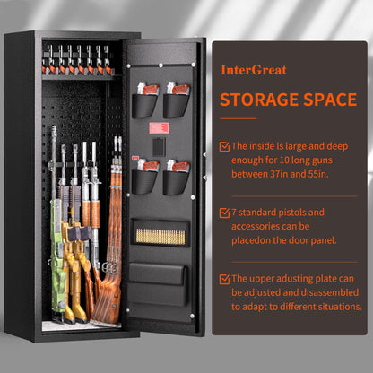 INTERGREAT Fingerprint 10-12 Rifle Gun Safe, Gun Safes for Home Rifle and Pistols, Quick Access Gun Cabinets for Rifles and Shotguns with Pockets, - WoodArtSupply