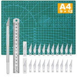 Self Healing Sewing Mat, Exacto Knife Precision Carving Craft Hobby Knife Kit for DIY Art Work Cutting, Hobby, Stencil, Scrapbooking-A4(9"x12") Jneoace