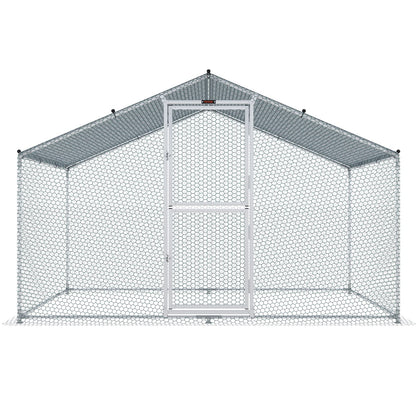 VEVOR Large Metal Chicken Coop with Run, Walkin Poultry Cage for Yard with Waterproof Cover, 6.6 x 9.8 x 6.6 ft Peaked Roof for Hen House, Duck and