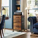 DEVAISE Mobile File Cabinet, Rolling Printer Stand with 3 Drawers, Fabric Vertical Filing Cabinet fits A4 or Letter Size for Home Office, Rustic DEVAISE