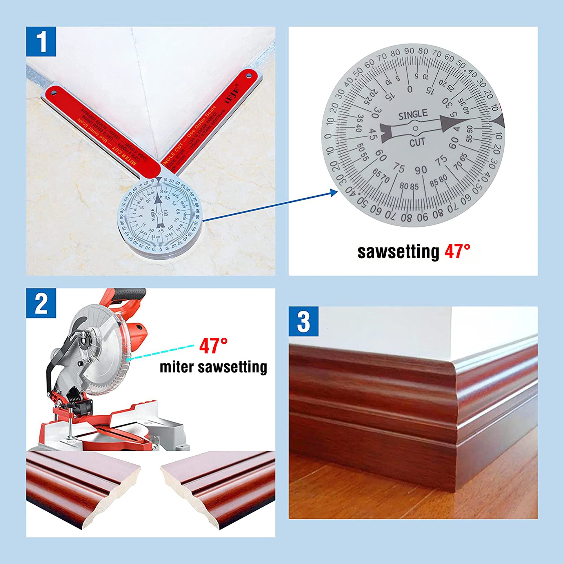 Miter Saw Protractor Replacement for the Model #505P-7,Miter Angle Finder with Laser Dial for Carpenters, Plumbers and All Building Trades Also - WoodArtSupply