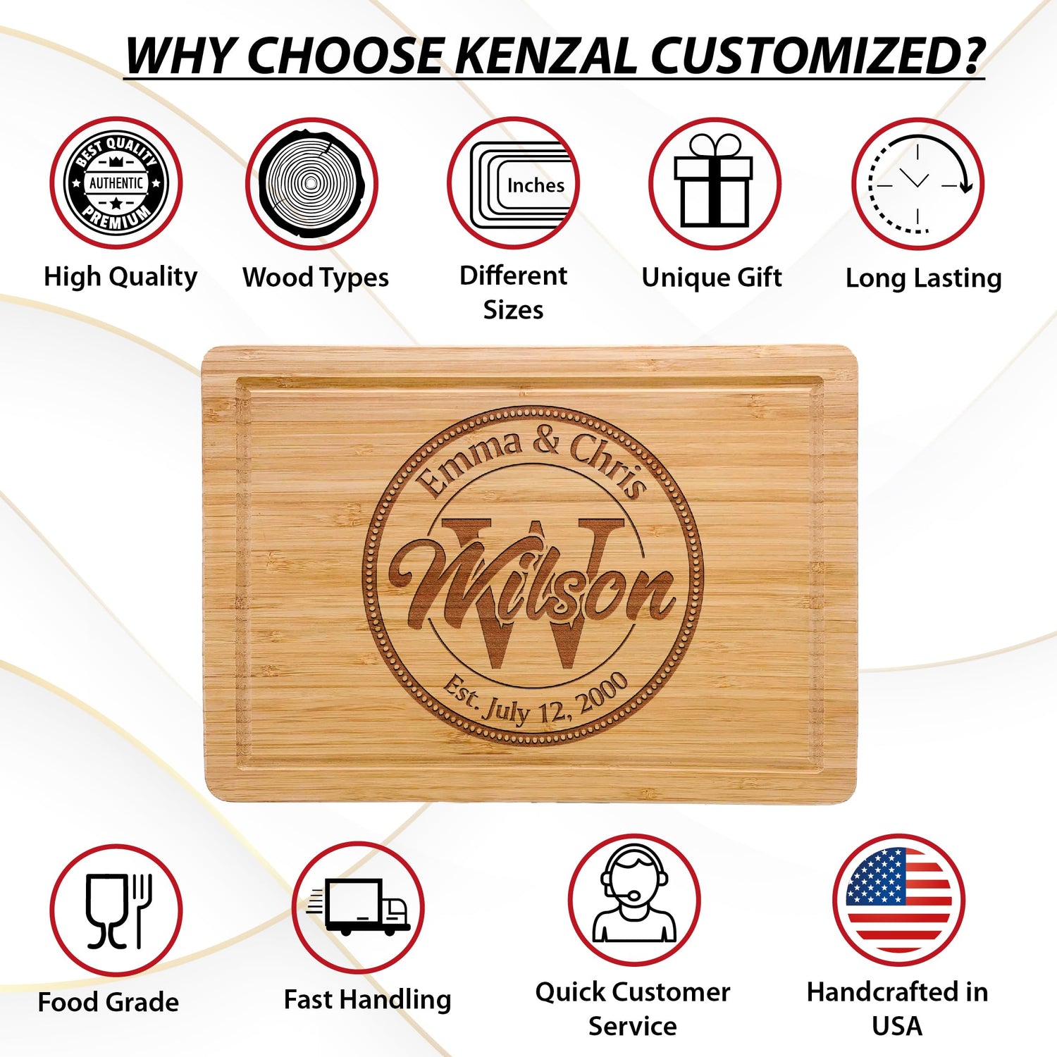 Personalized Cutting Board for Christmas Gift with Couple Names, Christmas Gifts for Couples Unique, Customizable Charcuterie Boards, Anniversary, Kenzal Customized
