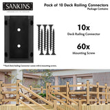 SANKINS 10pcs Deck Railing Bracket Connectors for 2x4, Deck Railing Kit Durable PP Plastic, Brackets for Connection of Wooden Deck Railing Posts, SANKINS