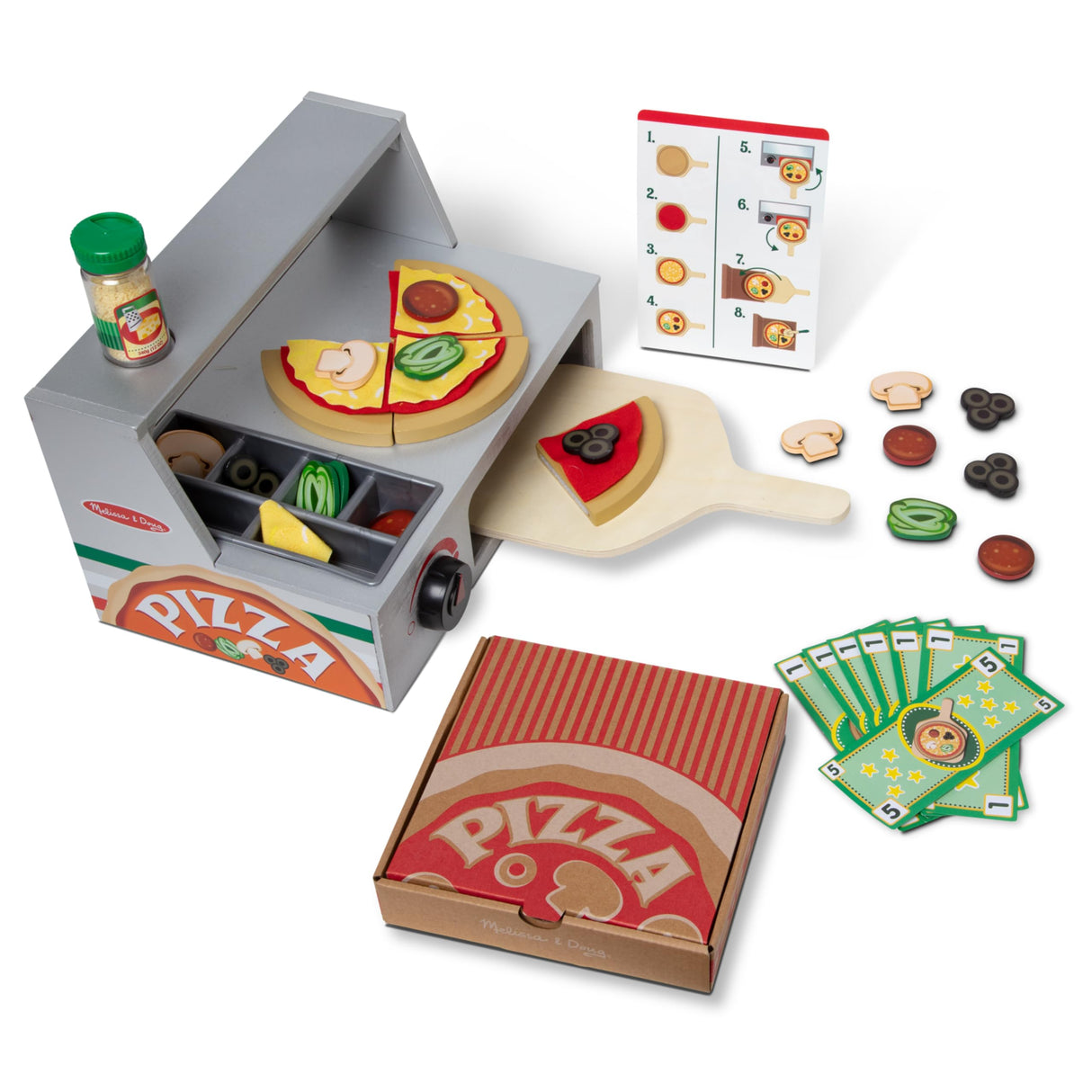 Melissa & Doug Top & Bake Wooden Pizza Counter Play Set (41 Pcs) - Pizza Toy Wooden Play Food Set, Pretend Pizza Sets For Kids Ages 3+ Melissa & Doug