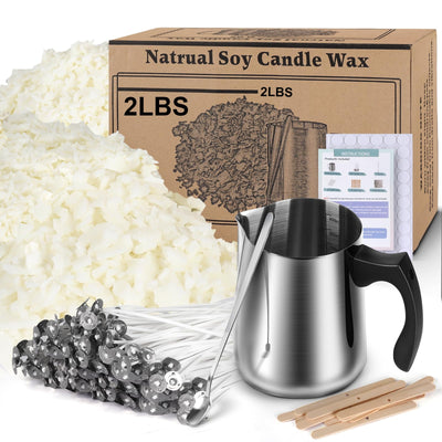 Soy Wax Candle Making Kit Supplies, Natural Candle Wax For Candle Making, DIY Art&Crafts Kit for Adults,Beginner,Kids, Including 2lbs Soy Wax Flakes,