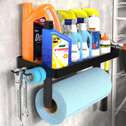 ZUNTO Garage Paper Towel Holder with Shelf - Paper Towel Holder Wall Mount, Garage Organization and Storage, Stainless Steel Paper Towel Rack with - WoodArtSupply