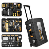 DEKOPRO 258 Piece Tool Kit with Rolling Tool Box Socket Wrench Hand Tool Set Mechanic Case Trolley Portable DEKOPRO