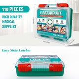 General Medi 110 Pieces Small First Aid Kit - HardCase First Aid Box - Contains Premium Medical Supplies for Travel, Home, Office, Vehicle, Camping, General Medi