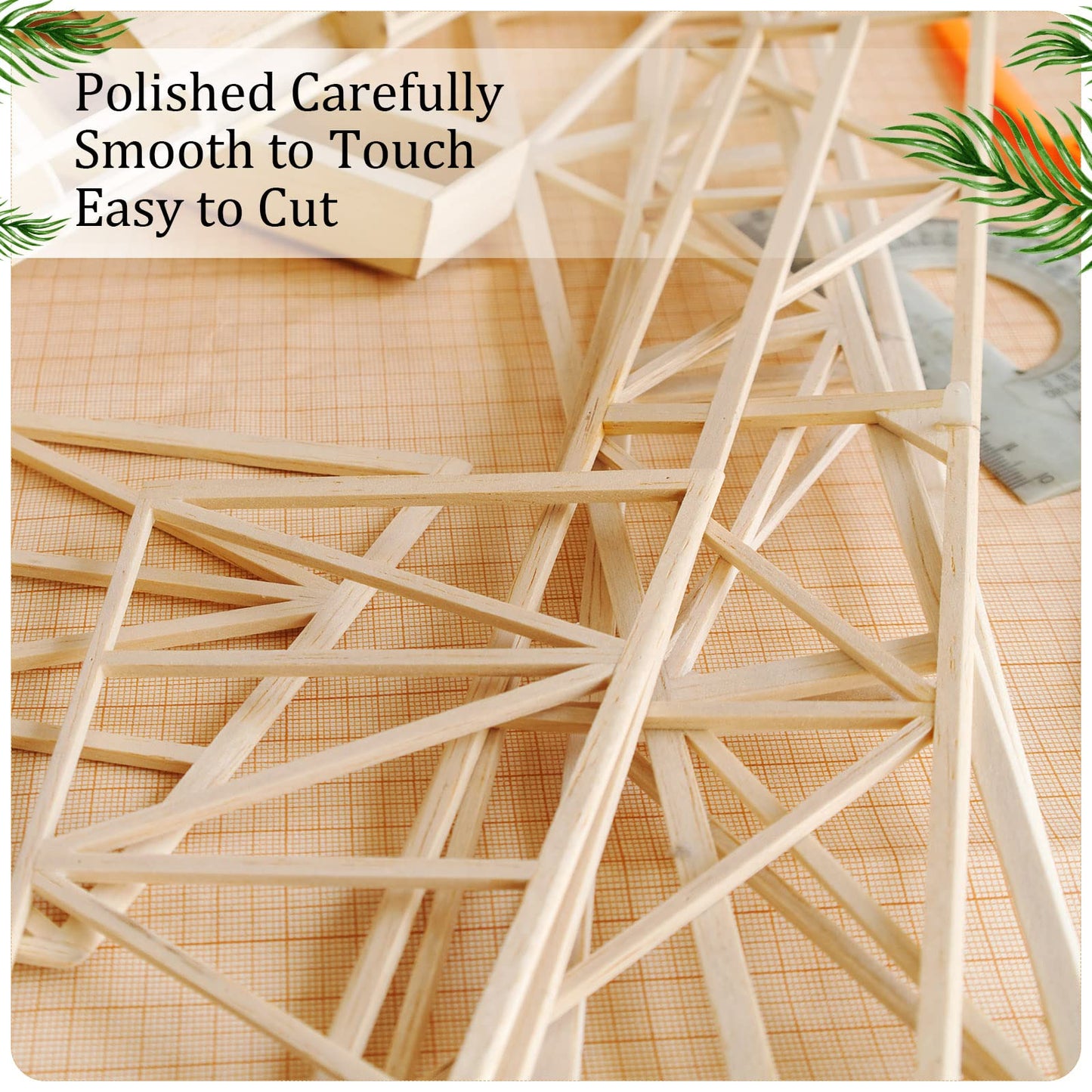 120 Pieces Balsa Wood Sticks 1/4 x 1/4 x 12 Inch Balsa Wood Strips Hardwood Square Wooden Dowels Unfinished Balsa Wood Strips for Craft DIY Supplies