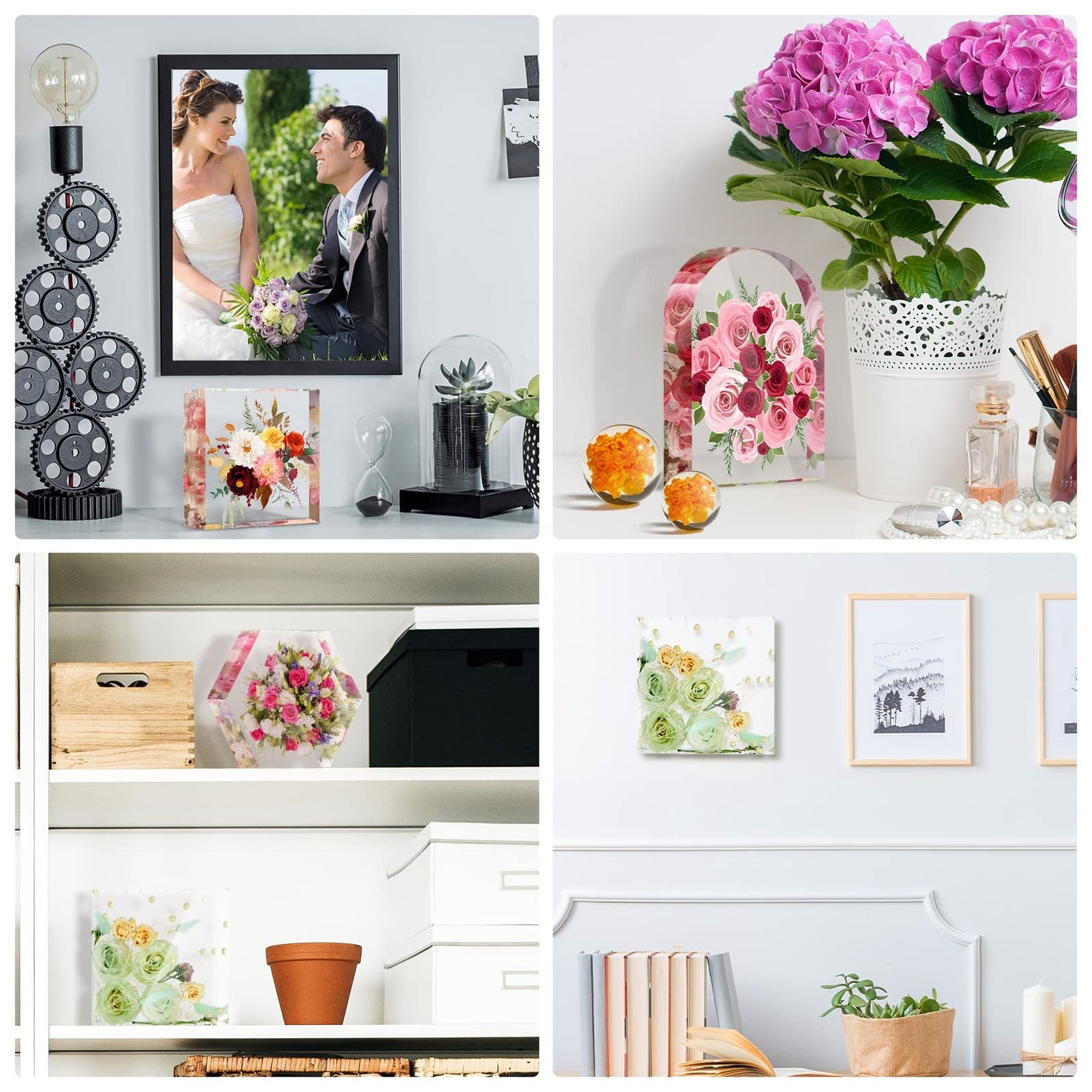 Potchen 3 Pcs Large Silicone Molds for Resin Glossy Deep Square Molds Hexagon Silicone Molds Bookends Resin Mold with 3 Pcs Round Epoxy Resin Molds Potchen