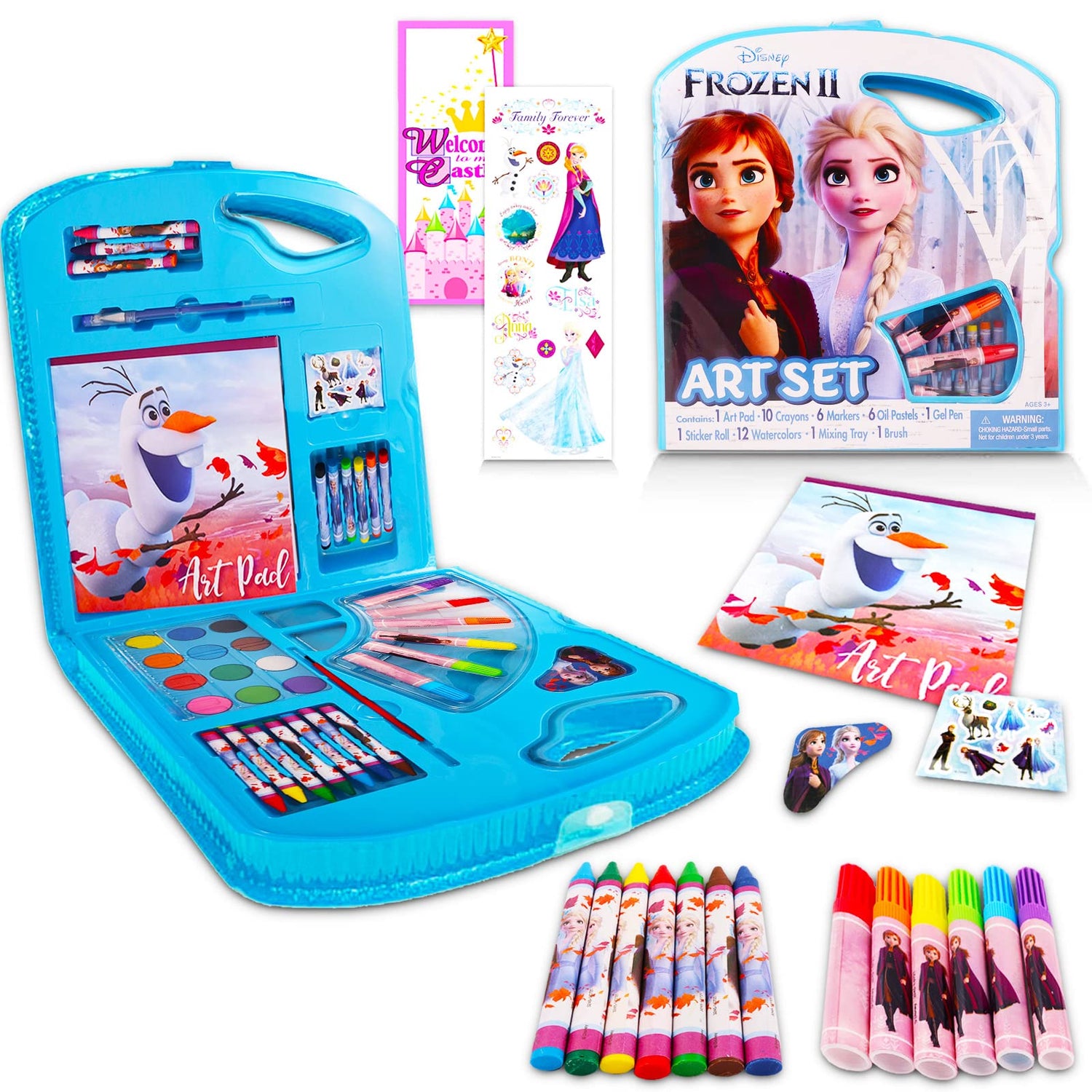 Classic Disney Frozen Art Set for Kids - Bundle with 40 Pc Frozen Art Kit with Coloring Utensils, Brushes, Art Pad, Stickers and More! (Frozen Arts Frozen