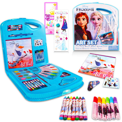 Classic Disney Frozen Art Set for Kids - Bundle with 40 Pc Frozen Art Kit with Coloring Utensils, Brushes, Art Pad, Stickers and More! (Frozen Arts - WoodArtSupply