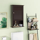 Tangkula Medicine Cabinet, Wall Mounted Bathroom Cabinet Single Door Wooden Bathroom Wall Cabinet with Adjustable Shelf (Brown) Tangkula