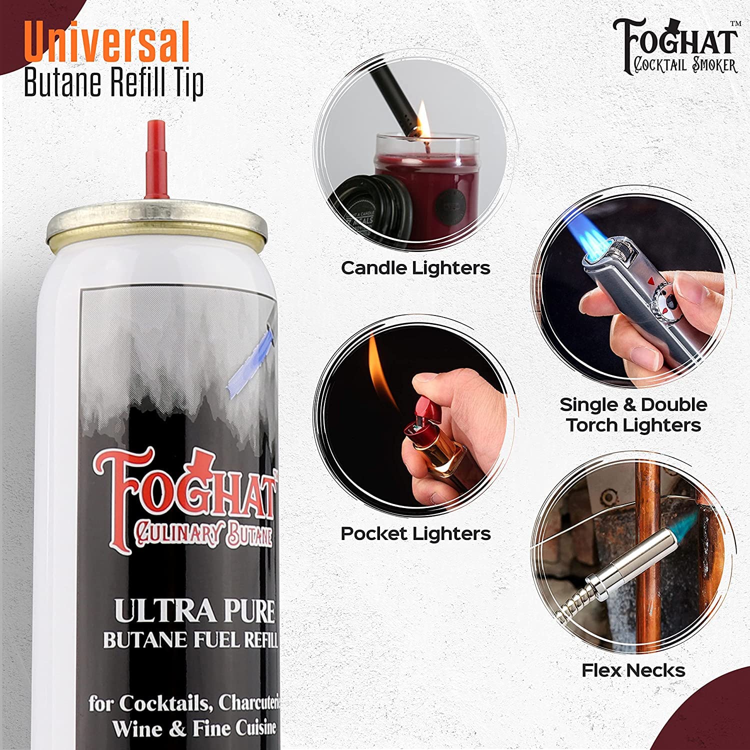 Foghat Cocktail Smoker Torch with Butane (2) for Smoked Cocktails and Cooking - Handheld Refillable Culinary Butane Kitchen Blow Torch Lighter Gun, THOUSAND OAKS BARREL