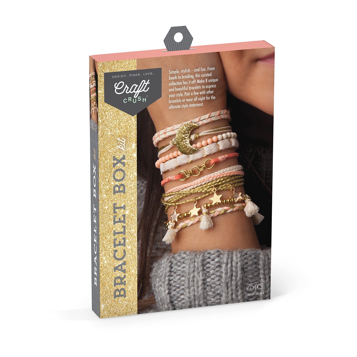 Craft Crush Bracelet Box: Blush - Makes 8 Beautiful Bracelets - Ages 13+ & — Bracelet Box: Gold — Jewelry Craft Kit — Makes 8 Amazing Bracelets — for Craft Crush