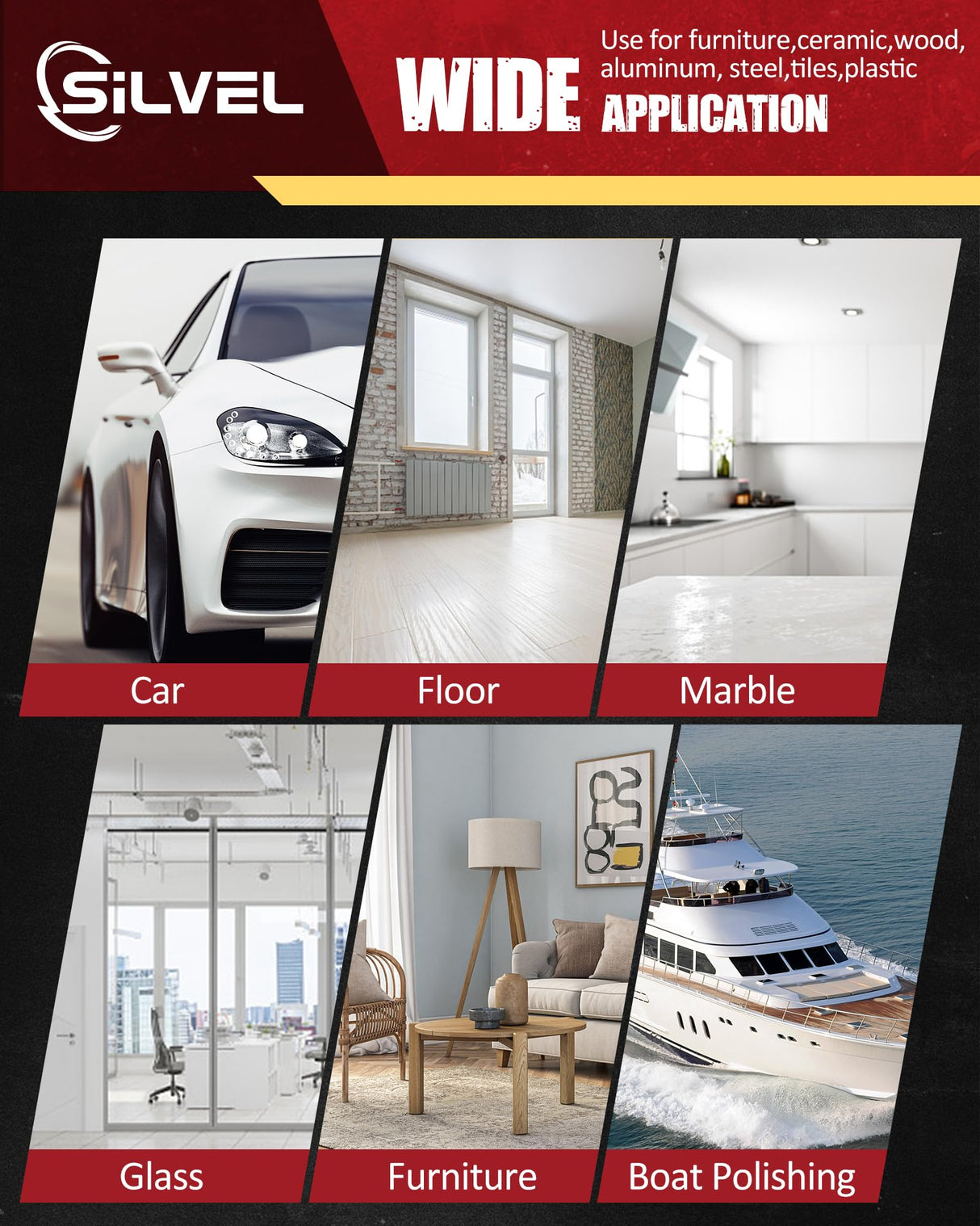 SILVEL Buffer Polisher, 1600W 7 Inch/6 Inch Polisher for Car Detailing, Wax Machine, 7 Variable Speed, with 6 Foam Pads, 3 Wool Pads, Packaging Bag, SILVEL