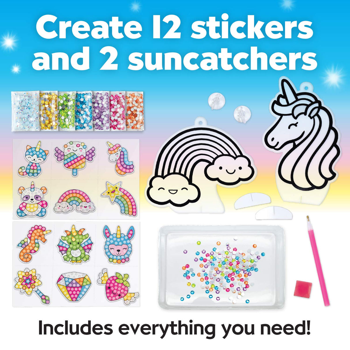 Creativity for Kids Big Gem Diamond Painting Kits: Magical Stickers and Suncatcher DIY Kit - Diamond Art for Kids, Unicorn Gifts for Girls Ages 6-8+ Creativity for Kids