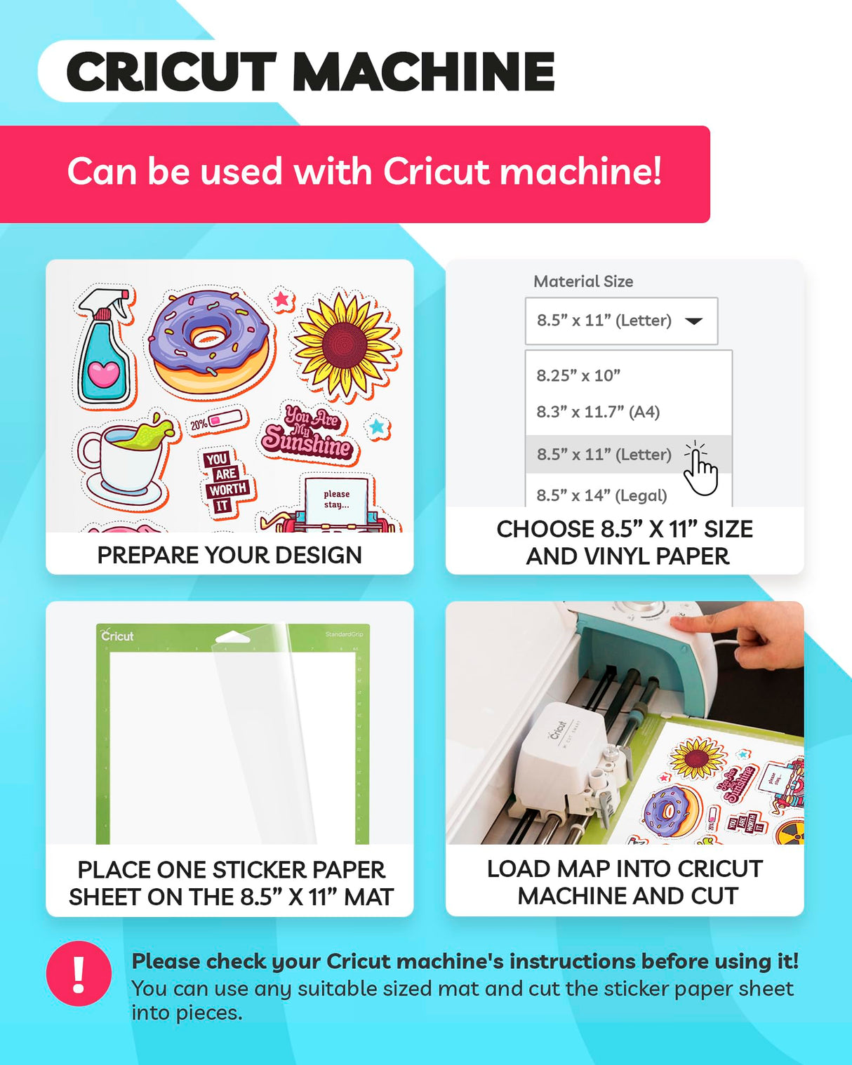 Sticker Paper for Inkjet Printer - Printable Vinyl Sticker Paper - Sticker Paper - (30 Sheets, 8.5 x 11", Matte White) - Sticker Printer Paper - Paper Plan