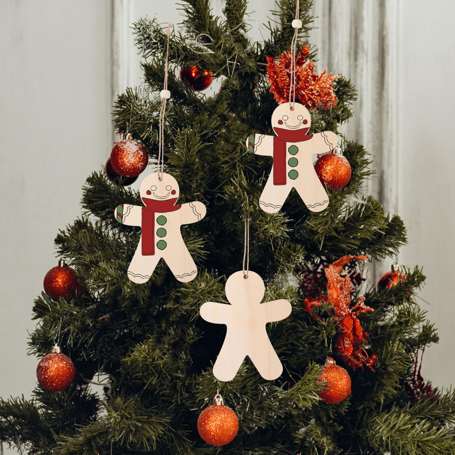 NOLITOY Wooden Gingerbread Men for Crafts, 10pcs Gingerbread Christmas Wooden Ornaments Unfinished Blank Gingerbread Man Shape Cutouts for Christmas NOLITOY