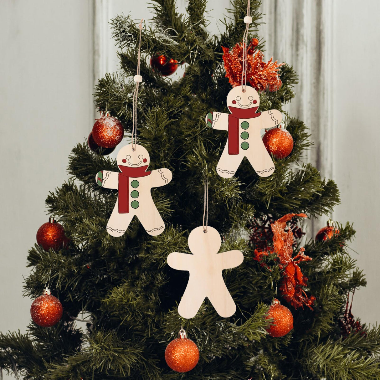 NOLITOY Wooden Gingerbread Men for Crafts, 10pcs Gingerbread Christmas Wooden Ornaments Unfinished Blank Gingerbread Man Shape Cutouts for Christmas NOLITOY