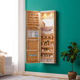 HNEBC LED Mirror Jewelry Cabinet,47.2" Wall Mounted Jewelry Organizer with Full-Length Mirror,Over The Door Hanging Jewelry Armoire Storage HNEBC