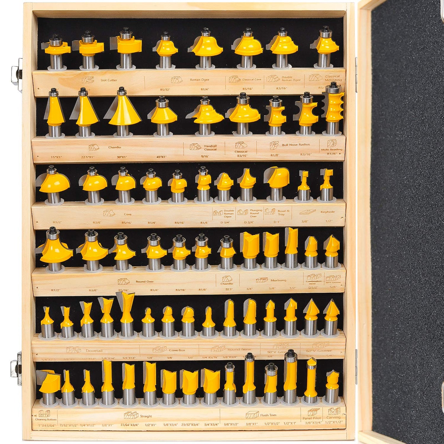 KOWOOD Router Bits Set 1/2 Inch Shank 丨70 - Piece Set. KOWOOD
