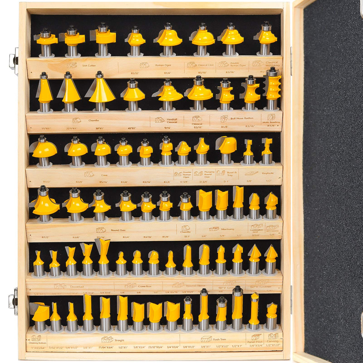 KOWOOD Router Bits Set 1/2 Inch Shank 丨70 - Piece Set. KOWOOD