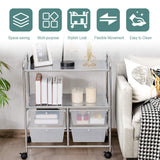 RELAX4LIFE Storage Cart W/Four Drawers, Wheels and Two Shelves, Stable Steel Frame Craft Cart for Office,Home, Make Up Storage and Files Arrangement RELAX4LIFE