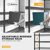 REIBII 55.5''W Storage Shelves 2500LBS Wire Shelving Unit with Wheels Heavy Duty Metal Shelves for Storage Adjustable Garage Storage Rack Pantry REIBII