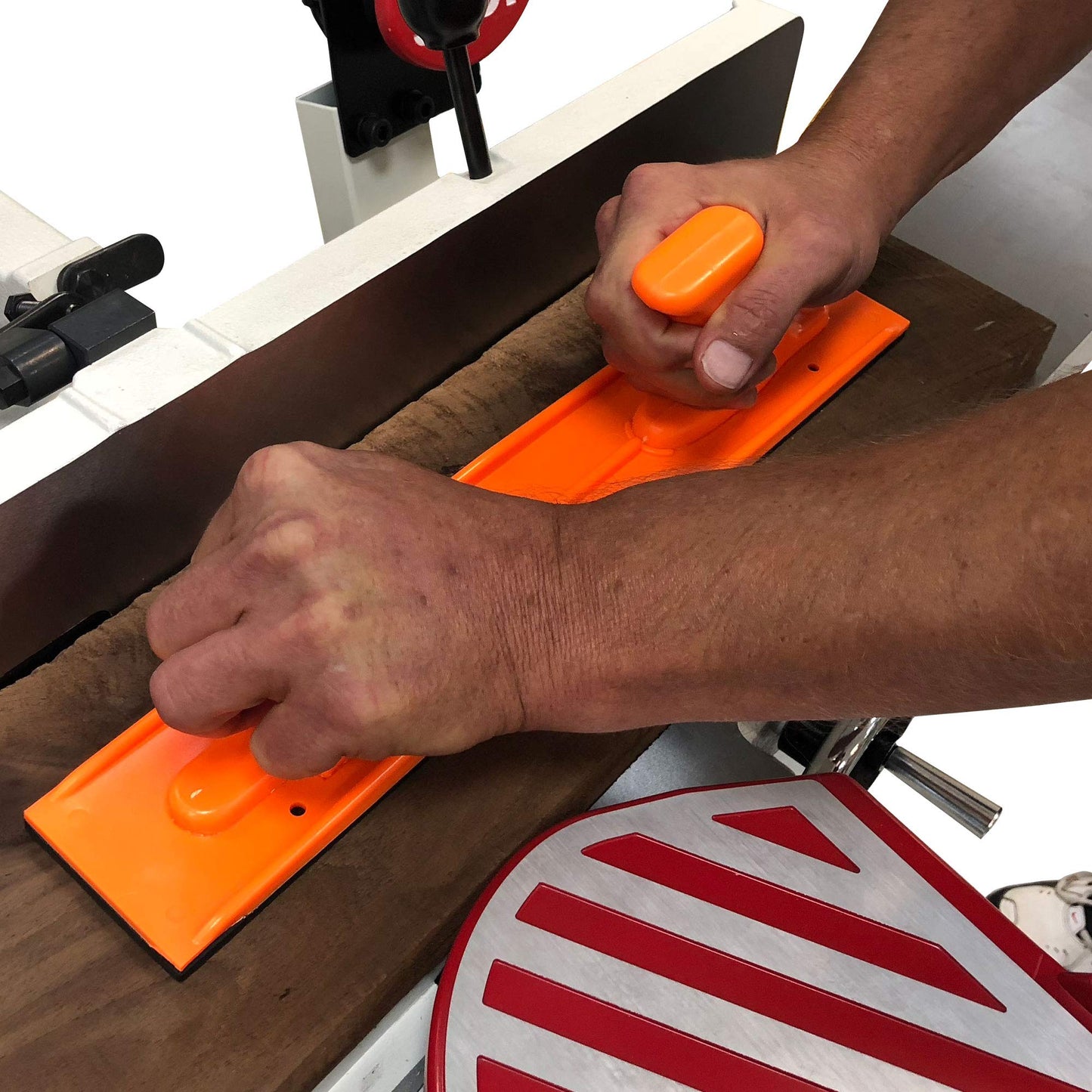 Safety Woodworking Push Block and Stick Package 5 Piece Set In Safety Orange Color, Ideal for Woodworkers and Use On Router Tables, Jointers and Band