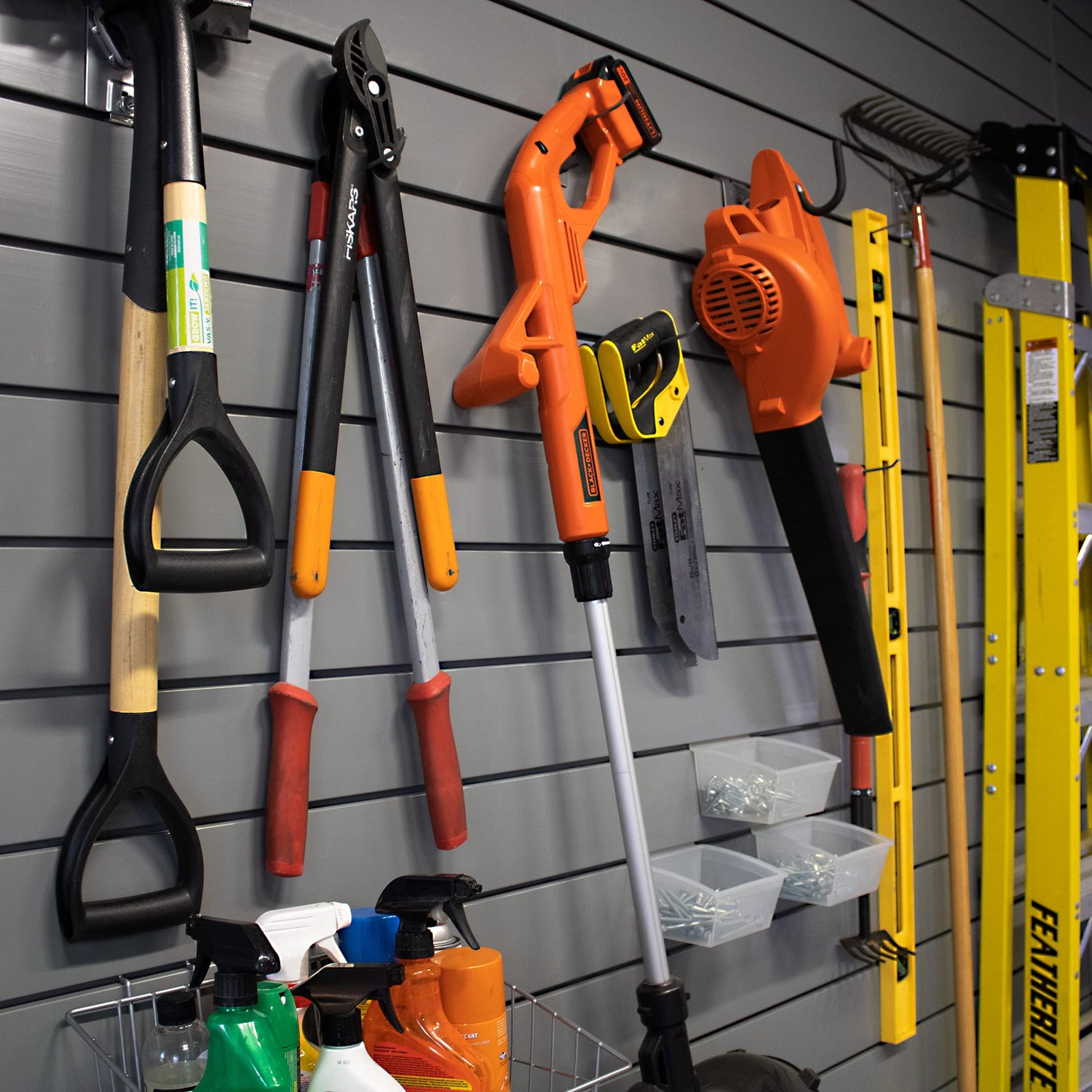 Proslat 88107 Heavy Duty PVC Slatwall Garage Organizer, 8-Feet by 4-Feet Section, 10 Panels, Light Grey PROSLAT