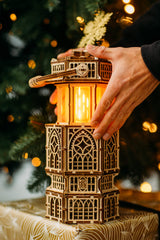 Wood Trick Antique Lantern LED 3D Wooden Puzzle - Engaging DIY Model for All Ages with Two Lighting Modes Wood Trick