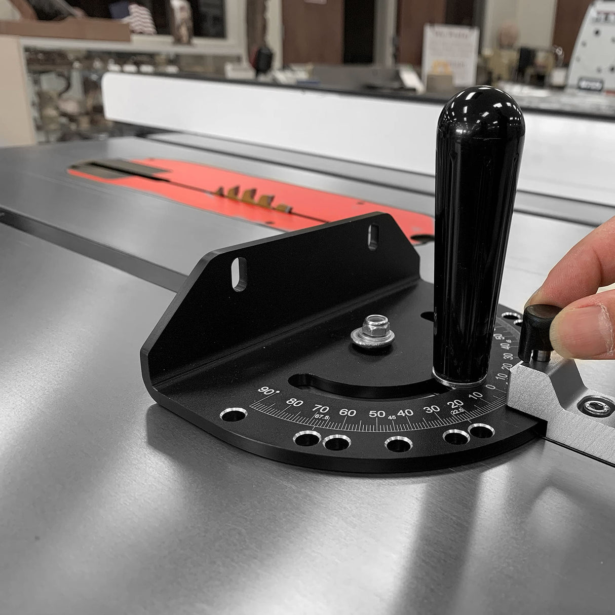 Fulton Precision Miter Gauge with a Standard Slot (3/4” x 3/8”) Steel Bar with Adjustable Spring Loaded Plungers and Removable Retaining Disc Fulton