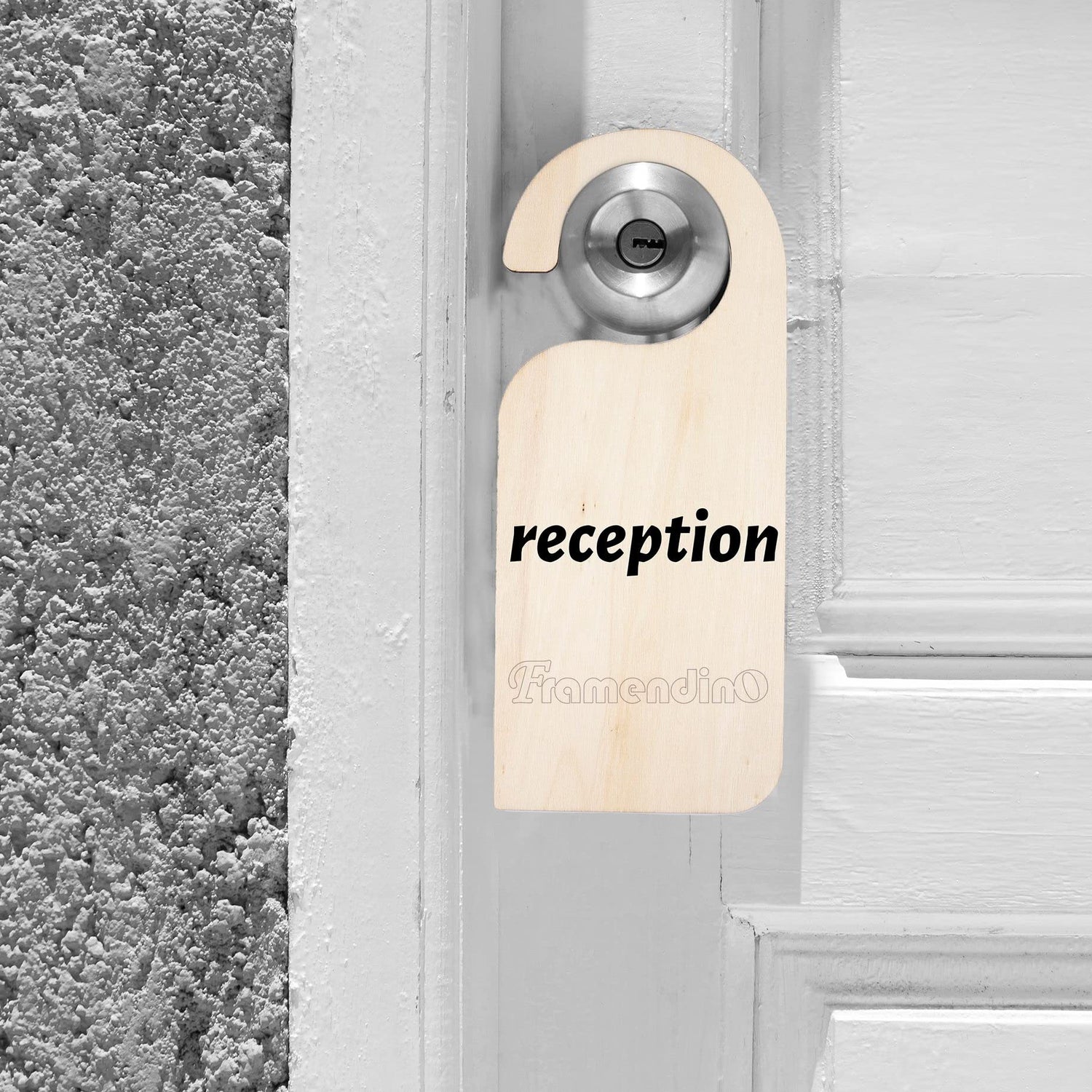 Framendino, 6 Pieces Unfinished Wood Door Sign Blank Wooden Hanger Plaque DIY Craft Project Message Notes Memo Board Door Knob Sign Framendino