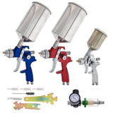 TCP Global Brand HVLP Spray Gun Set - 3 Sprayguns with Cups, Air Regulator & Maintenance Kit for All Auto Paint, Primer, Topcoat & Touch-Up, One Year TCP Global