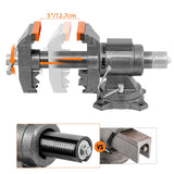 LMYYGOO Bench Vise, 5-inch Jaw Width 5-inch Jaw Opening, 360° Swivel Base, Multipurpose Heavy Duty Workbench Vise with Anvil &1 Pair Vise Jaw Pad, LMYYGOO