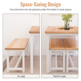 Recaceik Dining Table Set for 4 Kitchen Table Set with 2 Dining Benches, 3 Piece Farmhouse Dining Room Table Set Industrial Breakfast Nook Table Set Recaceik