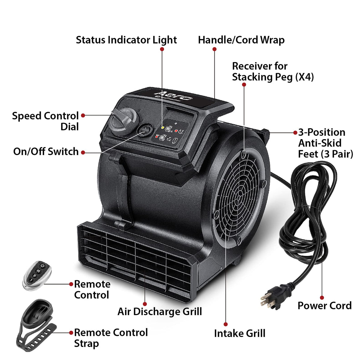 Vacmaster AM201R Portable Air Mover with Remote Control Vacmaster