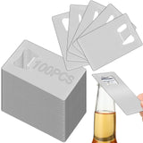 Nuogo 100 Pieces Stainless Steel Card Bottle Openers Bulk Metal Card Beer Bottle Openers Groomsmen Wallet Bottle Opener for Wedding Party Bridesmaid Nuogo