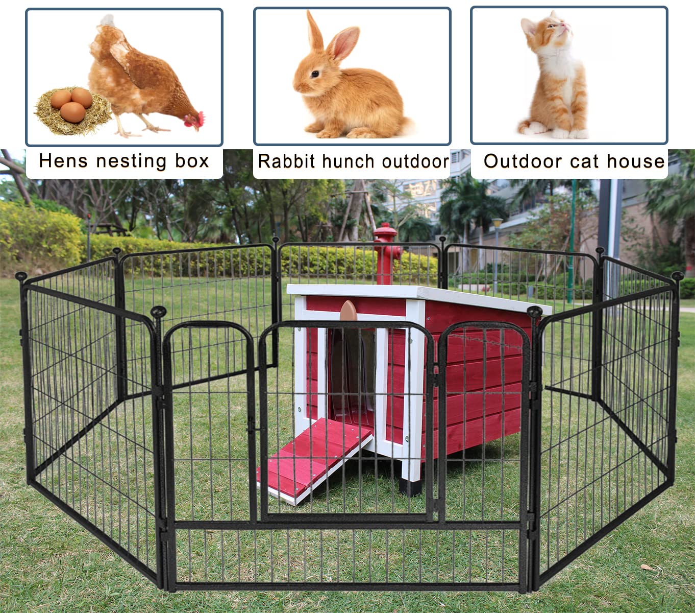 Rockever Outdoor Cat House,Outdoor cat Houses for Feral Cats Weatherproof Rabbit Hutch Small, Wooden Small Pet House and Habitats Rockever